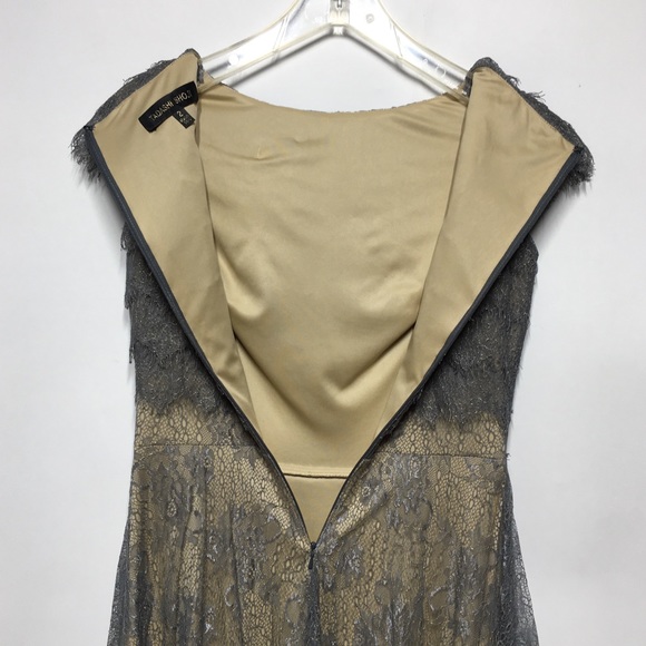 Tadashi Shoji Metallic Lace Tiered Rosette Dress 2 - Picture 11 of 14